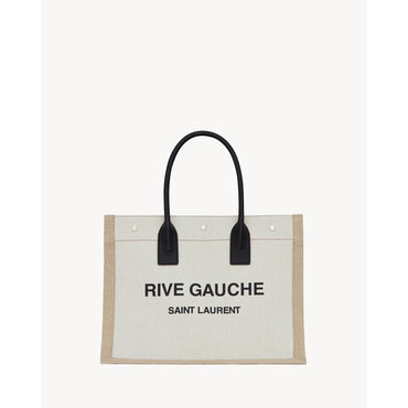 Small Rive Gauche Tote Bag - Greggio/Natural
