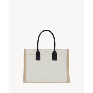 Small Rive Gauche Tote Bag - Greggio/Natural