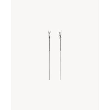 YSL Chain Drop Earrings - Palladium