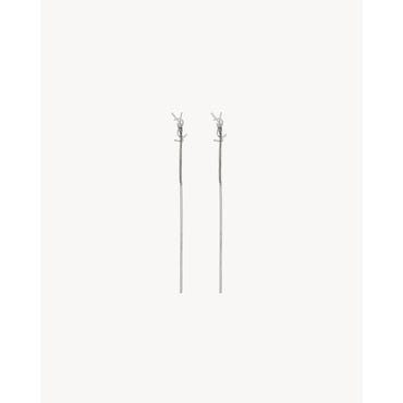 YSL Chain Drop Earrings - Palladium
