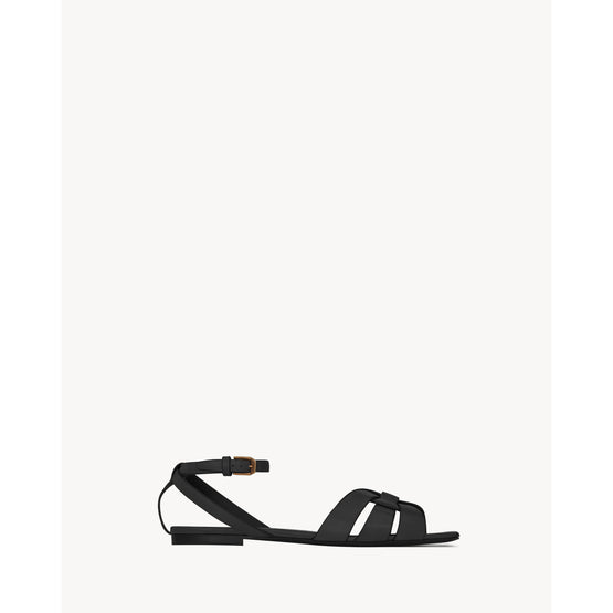 Flat Sandals In Maine Liscio - Black