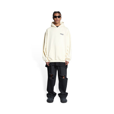 Large Fit Hoodie - Cream/Black/Blue