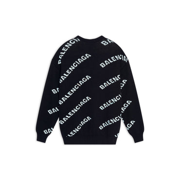Long Sleeve Crewneck Sweater - Black/White