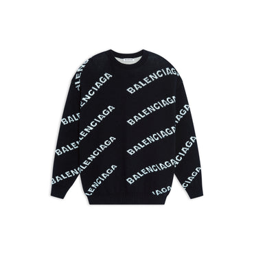 Long Sleeve Crewneck Sweater - Black/White