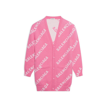 Long Sleeve Cardigan - Pink/White