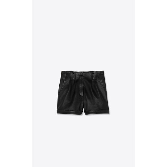 Leather Short In Collin - Black