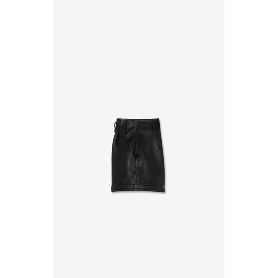 Leather Short In Collin - Black