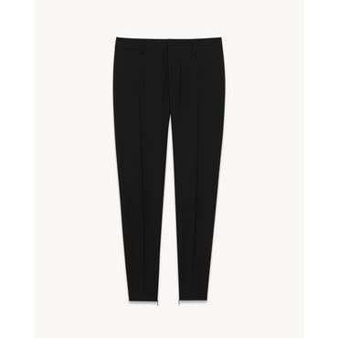 PANTALON GABARDINE FINE DE LAI - NERO/NERO