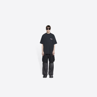 Large Fit T-Shirt - Washed Black/White