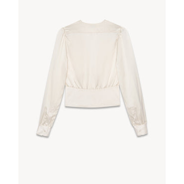BLOUSE SATIN DE SOIE - BLANC LAIT