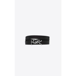 YSL Double Wrap Bracelet In Vegetal Browny - Black