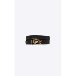 YSL Double Wrap Bracelet In Vegetal Browny - Black