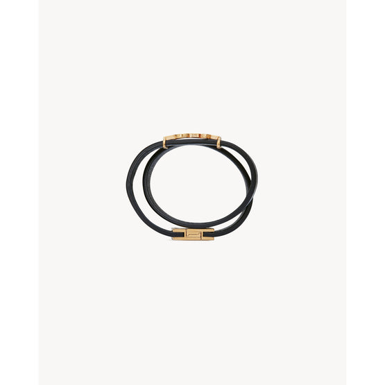 YSL Double Wrap Bracelet In Vegetal Browny - Black