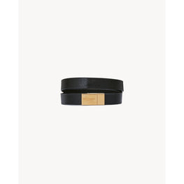 YSL Double Wrap Bracelet In Vegetal Browny - Black