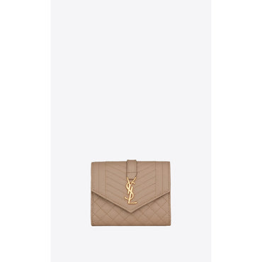 Compact Tri-Fold Wallet - Dark Beige