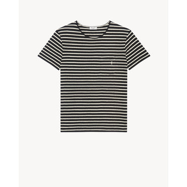 T-Shirt Round Collar Avec Poche - Noir/Natural