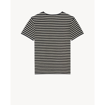 T-Shirt Round Collar Avec Poche - Noir/Natural