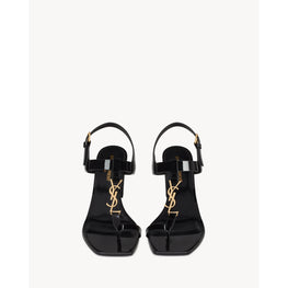 Cassandra 75 Sandals In Vitel Vernice Soft/Oro Antico - Black