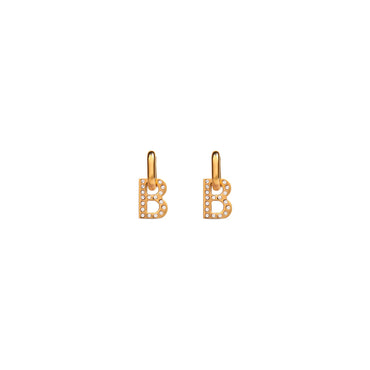 B Chain XS Earrings P - Shiny Gold/Crystal