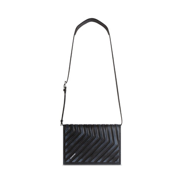 Car Flap Bag W/Strap - Black/White Dirt