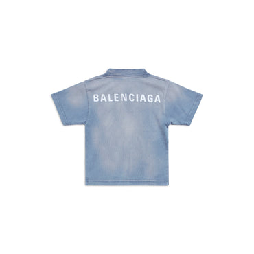 S/S T-Shirt - Faded Blue/White