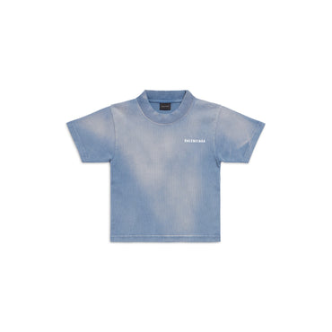 S/S T-Shirt - Faded Blue/White