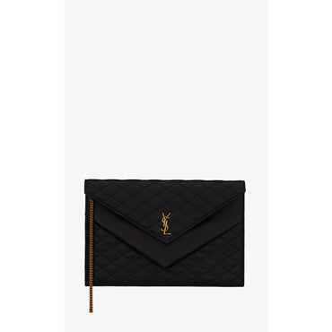 Double Flap Pouch With Chain - Nero