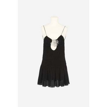 Robe Georgette De Soie Lavee - Noir