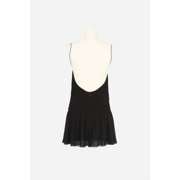 Robe Georgette De Soie Lavee - Noir