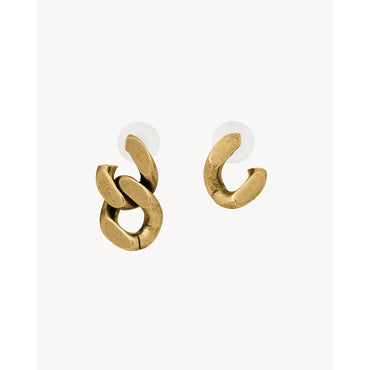 Asymetrical Curb Chain Earring - Or Laiton