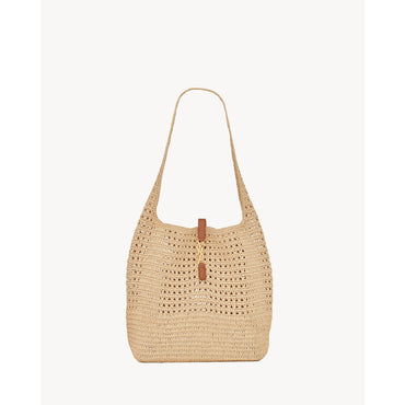 YSL BO HOBO W_RAFIA CHROCHET L - NATURALE/BRICK