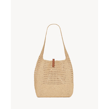 YSL BO HOBO W_RAFIA CHROCHET L - NATURALE/BRICK