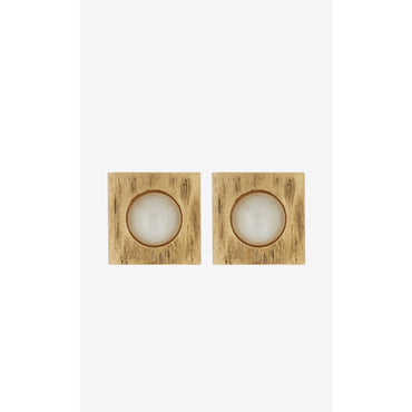 Square Stone Earrings - Or Laiton Vieilli