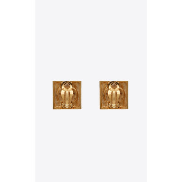 Square Stone Earrings - Or Laiton Vieilli