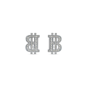 B-Coin Earrings P - Silver/Crystal
