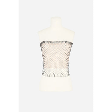 top RESILLE STRASS - NERO/NERO