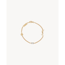 YSL Heart Rhinestone Bracelet - Or Laiton Vieilli