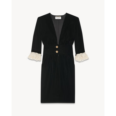 robe VELOURS CUPRO ORGANIQUE - NERO/NERO