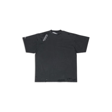 Oversized Repaired T-Shirt - Washed Black/Wt W