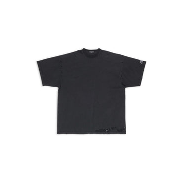 Oversized Repaired T-Shirt - Washed Black/Wt