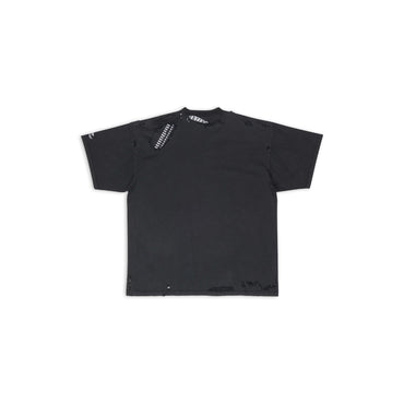 Oversized Repaired T-Shirt - Washed Black/Wt