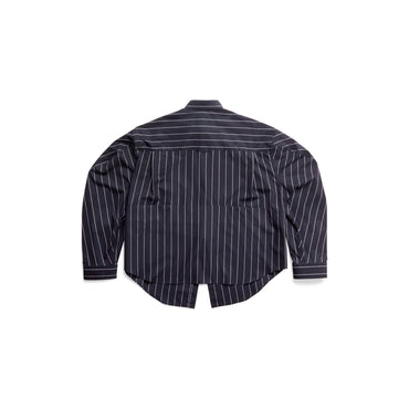 Twisted Sleeve Shirt - Navy/White