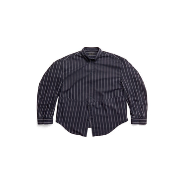 Twisted Sleeve Shirt - Navy/White
