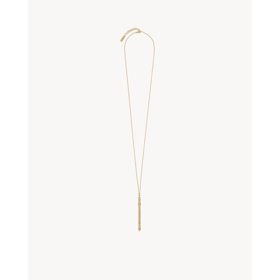 Collier Cocktail Stirrer Long Necklace In Brass Metal - Dore