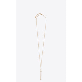 Collier Cocktail Stirrer Long Necklace In Brass Metal - Dore