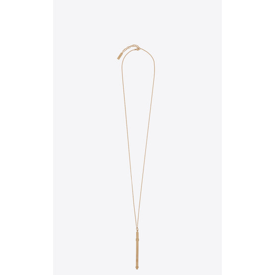 Collier Cocktail Stirrer Long Necklace In Brass Metal - Dore