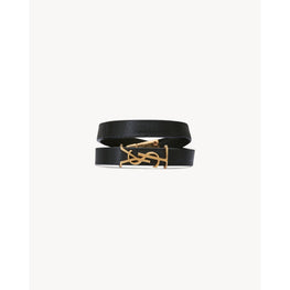 Double Wrap YSL Bracelet In Vegetal Browny - Black