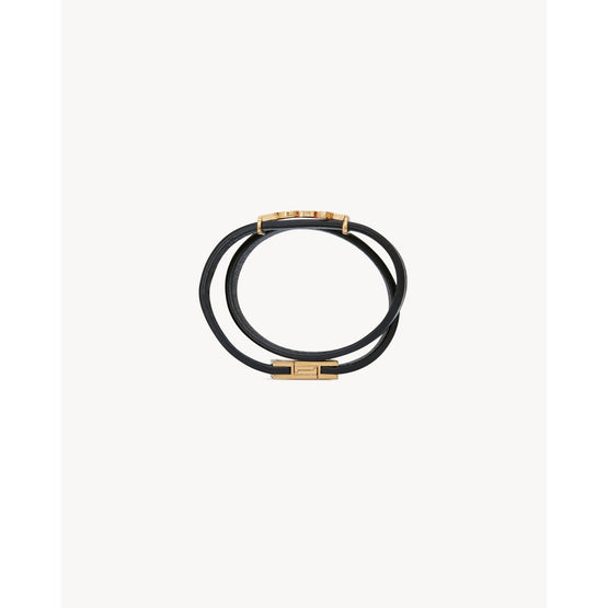 Double Wrap YSL Bracelet In Vegetal Browny - Black