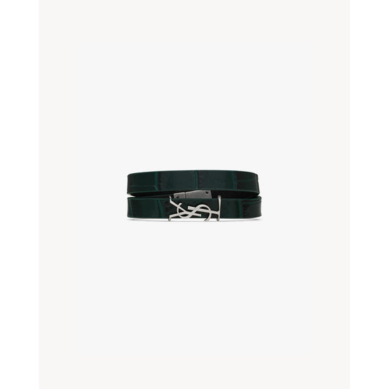 Double Wrap YSL Bracelet In Dresda Cocco Print - Intense Ivy