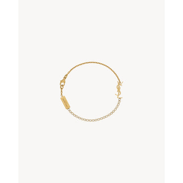 YSL Rhinestone Chain Bracelet - Dore/Crystal